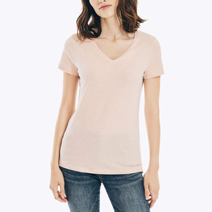 Women's V Neck Tee Custom Private Label Bulk Order Cotton T Shirt Supplier Summer Short Sleeve Women's T-shirts Yoga <b>Top</b> - Product Image 6