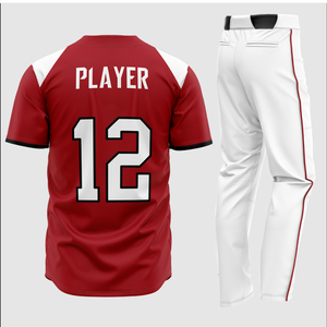 Kings Baseball Jersey Red White 12 V-Neck Button <b>Down</b> Short Sleeve Uniform Softball <b>Pants</b> Set - Product Image 3