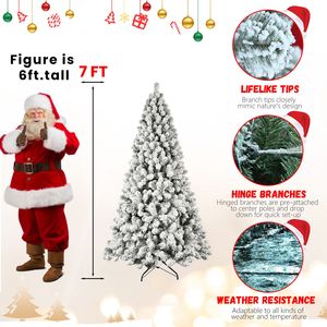 Sapin de Noël artificiel pré-éclairé de 2,13 m avec 400 lumières blanc chaud, effet neige, 1072 pointes de branches, vert premium - Product Image 3