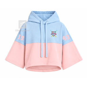 Custom Gamma Phi Delta Sorority Color Block cropped <b>Hoodie</b> with Embroidered Logo Front sky blue <b>pink</b> short Sleeve for Female - Product Image 1