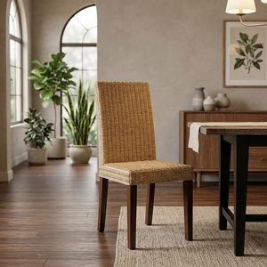 New Modern Minimalist Vertical Weave Rattan <b>Dining</b> Chair Wood Eco-Friendly Kitchen Restaurant Seating Furniture Accent <b>Armchair</b> - Product Image 3