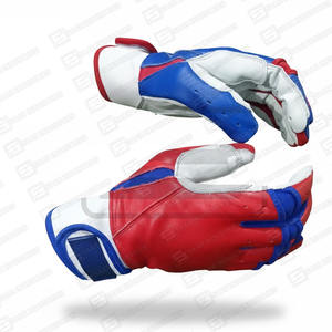 Gants d'entraînement sportif professionnels à manchette courte, confortables, en cuir souple, combinaison de couleurs rouge et bleu, respirants, en bois massif - Product Image 6