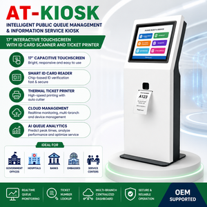 Kiosco Inteligente de Gestión de Colas de Autoservicio de 17 Pulgadas con Lector de Tarjetas de Identificación e Impresora de Boletos para Gobierno, Hospitales y Banca |   OEM/ODM - Product Image 1