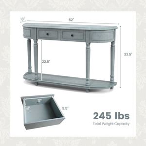 Consolle retrò da 52 pollici con 2 cassetti e ripiano aperto per ingresso o zona divano - Product Image 5