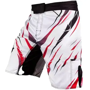 2024 Wholesale Fashion Boxing Shorts Training latest short cut sublimated black mma jiujitsu grappling custom shorts