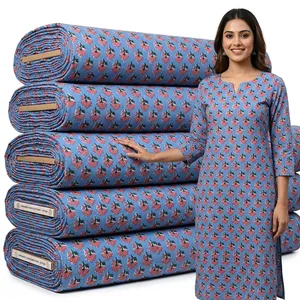 Wholesale Floral Printed Fabric <b>by</b> Yard 100 GSM Pure Cotton Woven Fabric for Dress Making Shirts Kurtis Sewing Quilting Crafts - Product Image 2