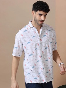 Men's Geometric Print Short Sleeve Casual <b>Shirt</b> Turn-Down Collar Poplin Fabric Summer Style - Product Image 3