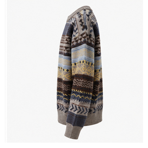 Pull en tricot à motif géométrique pour homme, manches longues, épais, en laine et acrylique, pour l'hiver - Product Image 2