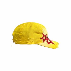Gorra amarilla desgastada con bordado de estrella roja, de 6 paneles, estilo casual para adultos, para usar en primavera y verano. - Product Image 2