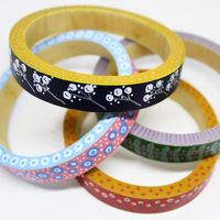 Joyería Étnica Hecha a Mano por Diseñadores Indios, Brazaletes de Madera Pintada con Cristales para Mujer, Accesorios de Moda RR Enterprises RR202513601