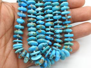 Arizona Turquoise Blue Smooth Polished Coin Button Heishe Tire Bead 8-Inch Strand 10-12MM Approx Making Jewelry Natural <b>Stone</b> - Product Image 3