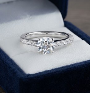 IGI Certified Round Cut Lab Grown Diamond Half Eternity Engagement <b>Ring</b> 9K 10K 14K 18K Solid Gold Solitaire Bridal <b>Proposal</b> <b>Ring</b> - Product Image 5