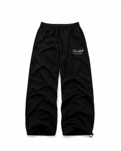 Pantalon de survêtement noir premium à jambes larges |   Pantalon de jogging en molleton de coton avec logo personnalisé |   Fabricant OEM ODM - Product Image 1