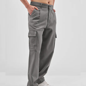 Pantalon cargo homme personnalisé avec logo, coupe ample et décontractée, effet délavé vintage, multi-poches, style streetwear et outdoor - Product Image 2