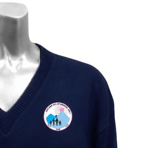 Jack & Jill V Neck Sweater with Crest <b>Navy</b> Blue Premium Knit Pullover Casual Event Apparel Bulk Supply Everyday Wear New - Product Image 5