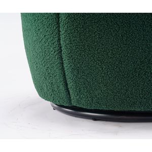 Fauteuil pivotant en tissu Teddy vert foncé avec anneau métallique noir en poudre pour salon - Product Image 6