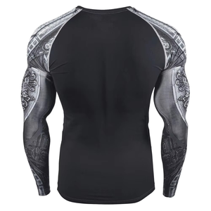 Men's Long Sleeve Breathable Eco-Friendly Polyester/Nylon Rash Guard Surf <b>Shirt</b> BJJ <b>Compression</b> <b>Shirt</b> with UPF50+ Quick Dry - Product Image 2