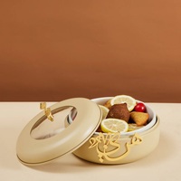 Plat de buffet arabe avec accents de calligraphie, design moderne et luxueux, non toxique, en métal fait main