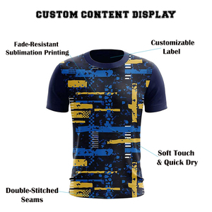 Camiseta Personalizada para Hombre, Azul Marino y Amarillo, Diseño Abstracto, Impresión por Sublimación, Secado Rápido, Ropa Deportiva, Directo de Fábrica Sialkot - Product Image 4