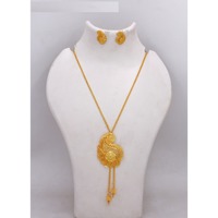 Vente en gros de bijoux en laiton de luxe ensembles de bijoux de mariage plaqué or Dubai afrique ensembles de colliers bijoux pendentif chaîne