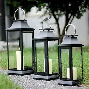 Lanterne suspendue en aluminium durable, fabriquée à la main, avec panneaux en verre transparent pour l'éclairage des bougies, décoration de mariage intérieure/extérieure - Product Image 4