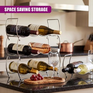 Soporte Artístico de Metal para Botellas de Vino, Exhibidor Moderno de Mesa - Product Image 6