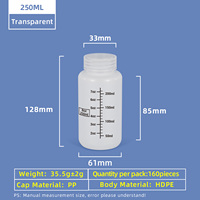 Botella de Boca Ancha de HDPE de 8oz/16oz con Escala Graduada y Tapa de PP, Recipiente para Muestras Químicas para Uso en Laboratorio, Suministro de Fábrica