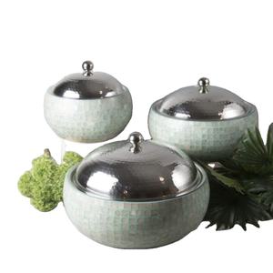 Decoración de Ramadán, artículos de comedor, olla caliente para servir alimentos, hecha de acero inoxidable con trabajo de nácar, olla caliente decorativa - Product Image 1