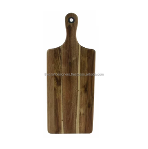 Planche à découper en bois d'acacia grande taille, antidérapante, design écologique, poignée de couteau en acier inoxydable, passe au lave-vaisselle, pour la cuisine - Product Image 2