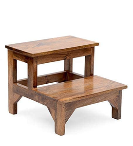 Tables d'appoint en bois, tabourets rustiques en bois massif avec grain de bois naturel et dessus carrés pour salon, chambre à coucher, salle de bain - Product Image 3