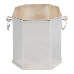 Seau à champagne de qualité supérieure en argent plaqué, refroidisseur à vin octogonal en argent plaqué, seau à glace avec poignées en anneau - Product Image 1