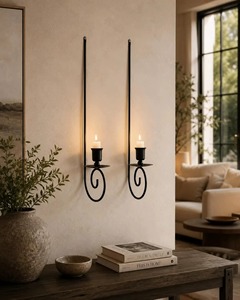 Aplique de Pared Decorativo de Hierro Forjado, Hecho a Mano, Ecológico, Portavelas de Pared Navideño, Adorno de Pared para el Hogar - Product Image 1