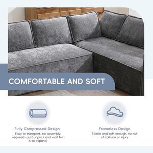 Divano Sezionale Modulare Minimalista da 328 cm con Video-Enhancement, 6 Posti, in Ciniglia Antipiega, Set 2 Pezzi per Soggiorno - Product Image 6