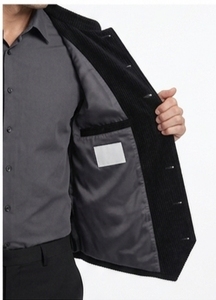 Men's Corduroy <b>Vest</b> Mandarin Collar Button Closure Full <b>Sleeve</b> - Product Image 3
