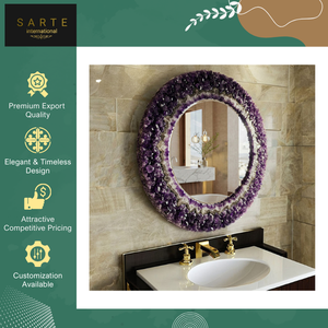 Nouveau Miroir Moderne en Améthyste Écologique, Fait Main, Lumineux, avec Cadre en Pierre Naturelle, Centre de Table pour Espace Spirituel et Décoration Intérieure, pour la Guérison - Product Image 6