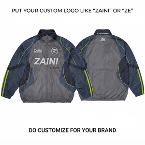 120 GSM Polyester Ripstop Windbreaker Hooded Jacket Beige Brown Contrast Panel Custom Logo OEM ODM - Product Image 6