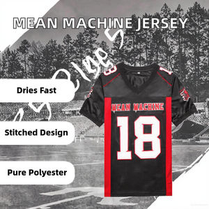 Maillot de football américain personnalisé pour homme Mean Machine, noir et rouge, en mesh, avec numéro 18 imprimé, pour le sport et le cosplay - Product Image 3