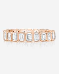 Bague de mariage en or massif 14k 18k avec émeraude et diamant de laboratoire, sertie clos, minimaliste, éternité complète, empilable, pour femme, vente en gros - Product Image 5