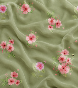 Kaftan en Georgette de Soie Botanica, couleur Magenta Électrique Néon Vibrant, motif Chrysanthème Magenta - Product Image 4
