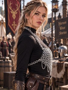 Conjunto de Armadura de Malla de Acero Inoxidable Plateado, Forma Irregular, Disfraz de Moda para Mujer, Ropa Medieval para Cosplay - Product Image 5