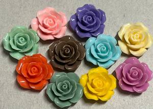 ลูกปัดเรซิ่นรูปดอกกุหลาบหลากสีแบบแบนสำหรับทำเครื่องประดับ DIY งานฝีมือตกแต่ง - Product Image 2