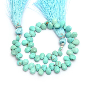 Perles de turquoise facettées en forme de poire, 6x4mm-7x5mm, turquoise naturelle authentique, pierres semi-précieuses, perles en vrac pour la création de bijoux - Product Image 2