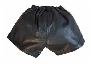 SKI INTERNATIONAL <b>Women's</b> Casual Green Leather <b>Shorts</b> High Quality Custom Design Breathable Soft Mid <b>Elastic</b> <b>Waist</b> Lining - Product Image 3