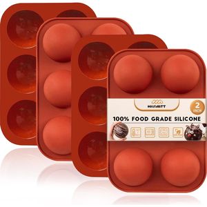 Stampi per Cioccolata Calda e Bombe di Cacao, 2 Pollici, Confezione da 4, Stampo in Silicone a Sfera Emisferica, 6 Cavità Grandi Circolari, Senza BPA, per Decorazione Torte - Product Image 1