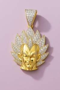 Colgante de moissanita de plata de ley 925 con diseño de Goku Iced Out, sin cadena, al por mayor y económico - Product Image 3