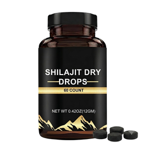 Comprimés de Shilajit de Qualité Export OEM 500mg, Shilajit Bio de l'Himalaya en Gouttes Sèches, Riche en Acide Fulvique pour l'Énergie et le Soutien de l'Endurance - Product Image 1