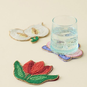 Premium <b>Seed</b> Beads Embroidery Coaster For Coffee Table Use Elegant Handcrafted Beaded Coaster For Dining Room Decor - Product Image 5