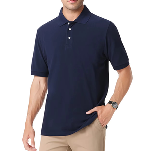 Camiseta Polo Azul Marino Sólida para Hombre, Cómoda, de Mezcla de Algodón, Informal, con Logotipo Personalizado, Fabricante Mayorista OEM - Product Image 2