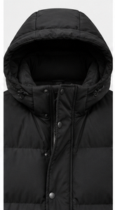 <b>Men's</b> <b>Long</b> Hooded Puffer Jacket <b>Black</b> Thick Winter <b>Coat</b> Zipper Warm Quilted Casual Windproof Outerwear Front Logo Polyester - Product Image 4