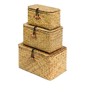 Boîte organisatrice en jonc de mer tressé à la main, superbe offre, coffret cadeau pour le réveillon de Noël - Product Image 1